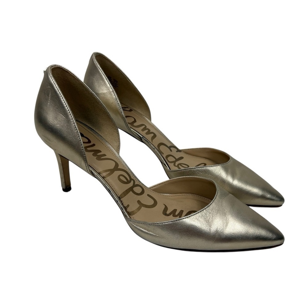 Sam Edelman Telsa D'Orsay Gold Metallic Pointed Toe Pumps Sz 8.5